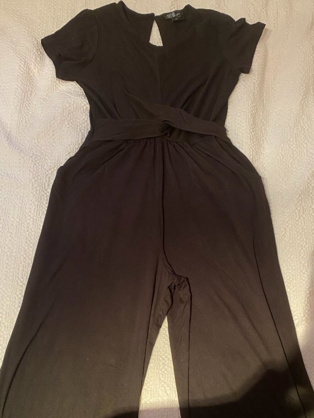 Rebel Sugar Girls Black Short Sleeve Wide Leg Jumpsuit - Size 12